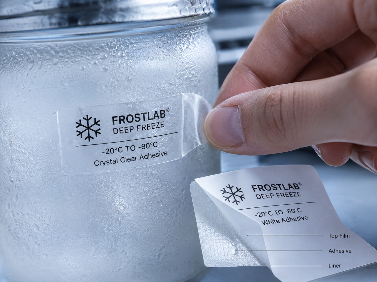 Deep-freeze label peeled from a frozen jar